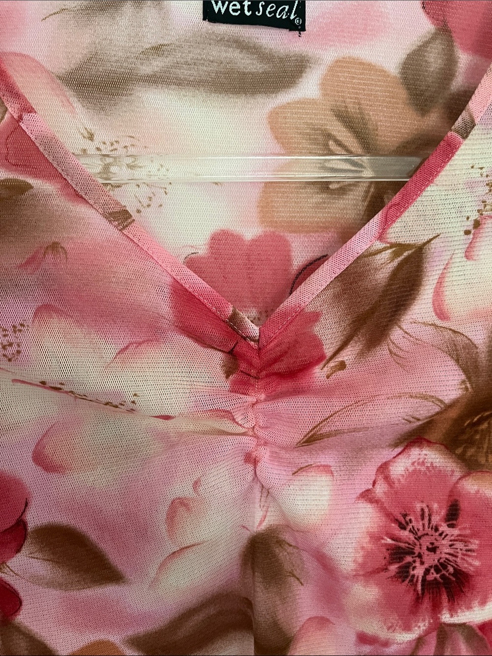 Wet Seal Pink Floral V-Neck Bell Sleeve Top - Picture 8 of 11